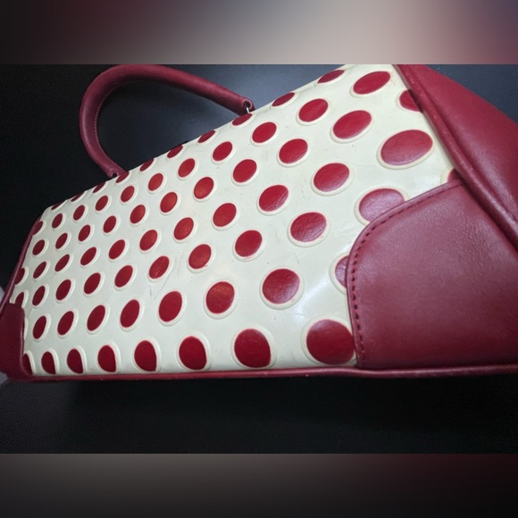 latico Handbags - LATICO polka dot embossed leather handbag, Vintage handbag, Red and White
